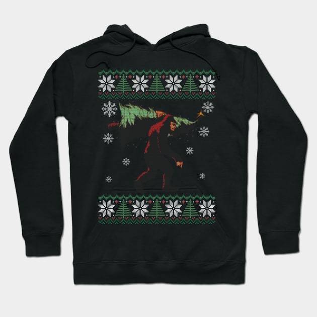 Bigfoot Ugly Christmas Design Sasquatch Xmas Hoodie by UNDERGROUNDROOTS